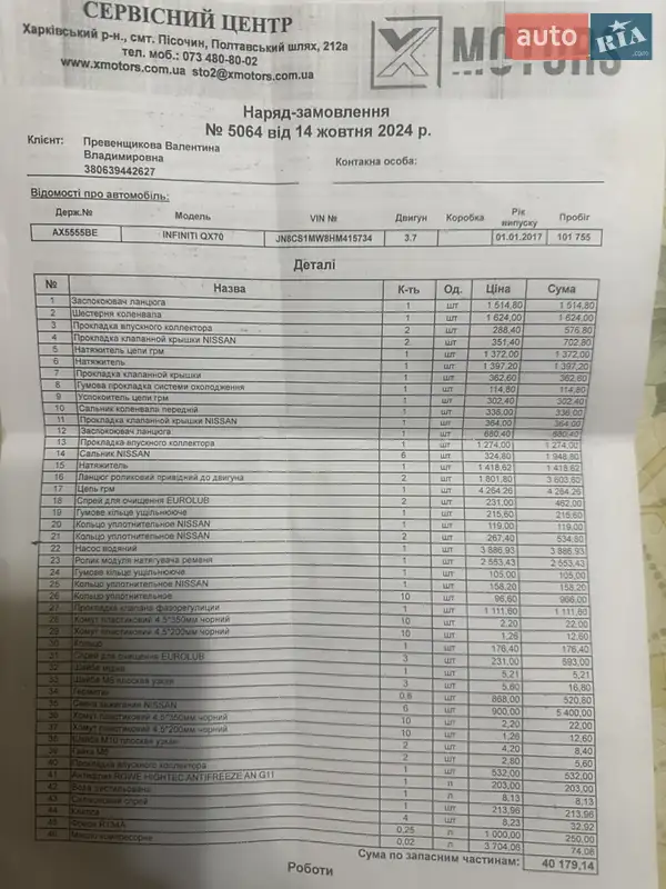 Внедорожник / Кроссовер Infiniti QX70 2017 в Харькове документ