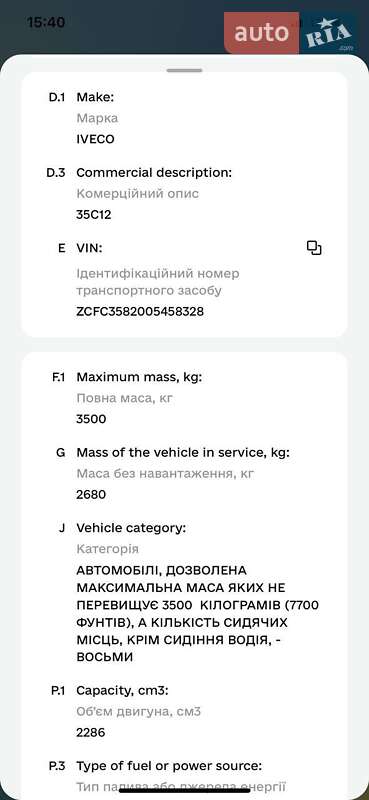Вантажний фургон Iveco Daily 2004 в Києві