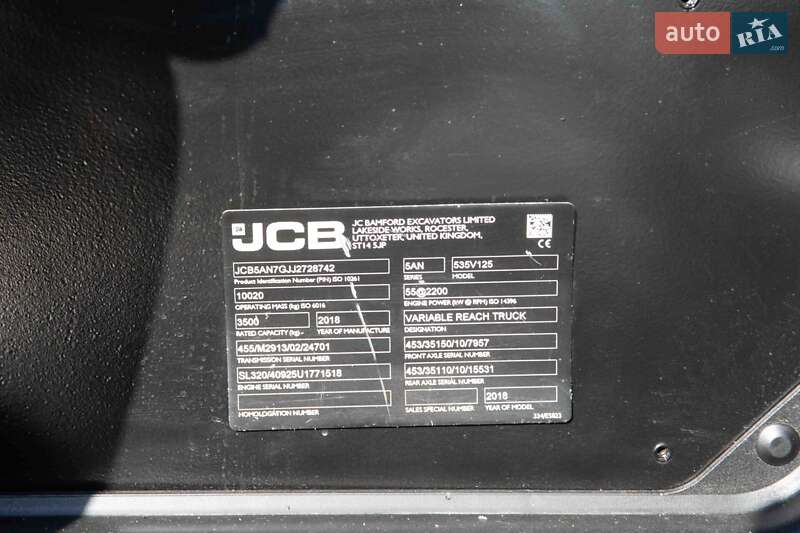 Подъемник телескопический JCB 535-125 2018 в Житомире