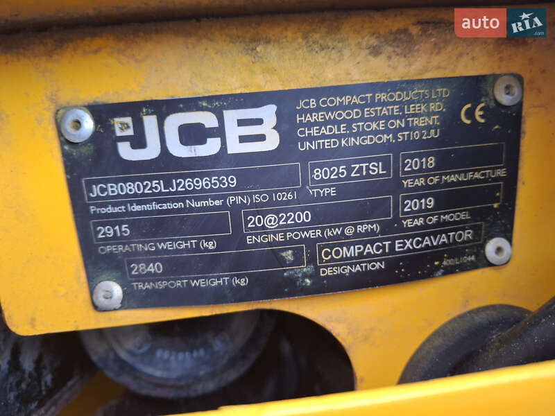 Миниэкскаватор JCB 8025 2019 в Львове фото 4 Миниэкскаватор JCB 8025 2019 в Львове