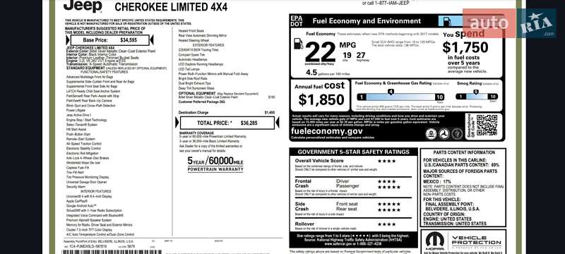 Внедорожник / Кроссовер Jeep Cherokee 2020 в Харькове