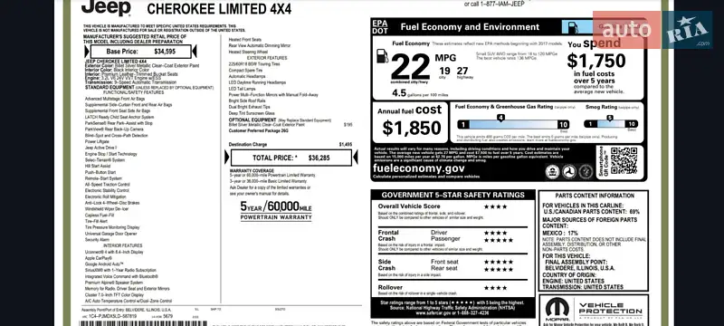 Внедорожник / Кроссовер Jeep Cherokee 2020 в Харькове документ