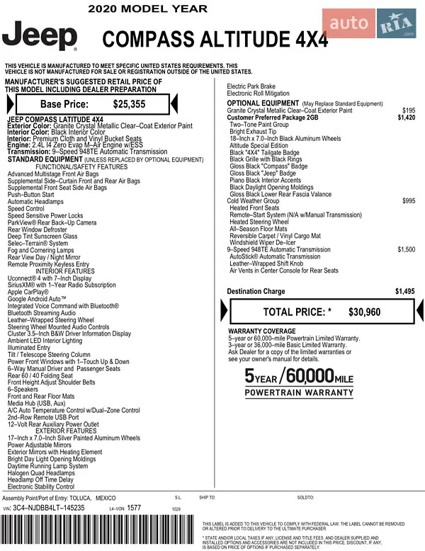 Позашляховик / Кросовер Jeep Compass 2019 в Борисполі документ 2 фото Позашляховик / Кросовер Jeep Compass 2019 в Борисполі документ