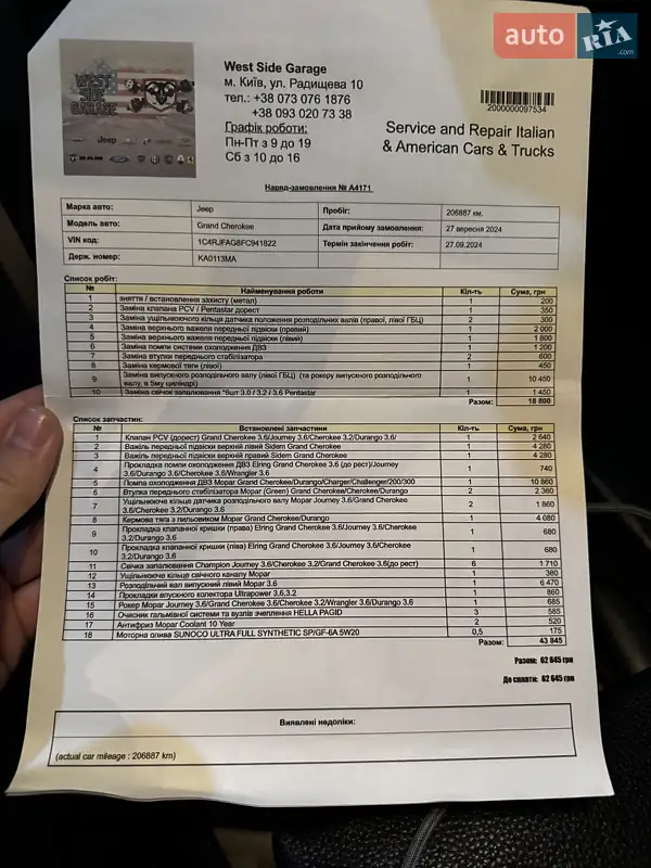 Внедорожник / Кроссовер Jeep Grand Cherokee 2015 в Киеве документ