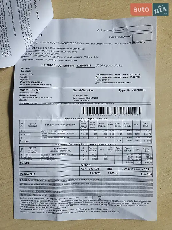 Внедорожник / Кроссовер Jeep Grand Cherokee 2018 в Киеве документ