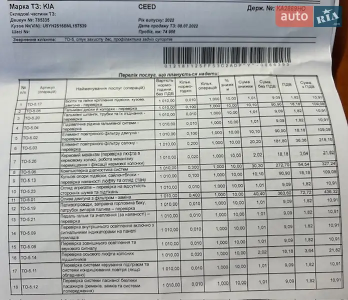 Хетчбек Kia Ceed 2022 в Києві документ 13 фото Хетчбек Kia Ceed 2022 в Києві документ