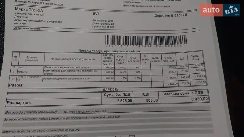 Позашляховик / Кросовер Kia EV6 2023 в Полтаві документ 2 фото Позашляховик / Кросовер Kia EV6 2023 в Полтаві документ