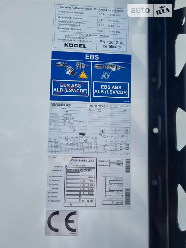 Тентованный борт (штора) - полуприцеп Kogel S 24 2017 в Виннице