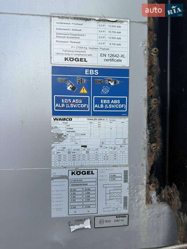 Тентований борт (штора) - напівпричіп Kogel S 24 2013 в Ковелі