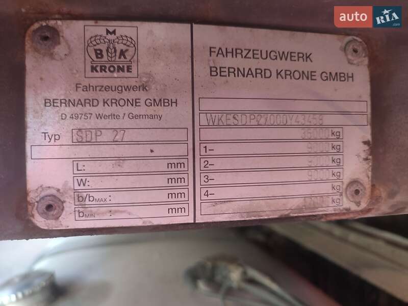 Бортовой полуприцеп Krone SDP 27 2000 в Киеве