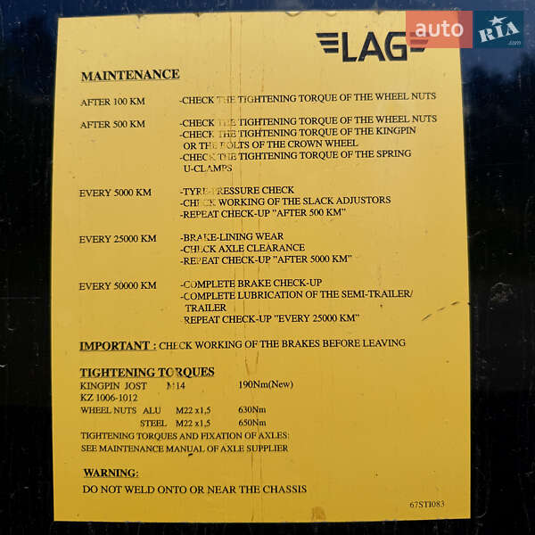 Цистерна полуприцеп LAG 0-3-38L 2008 в Шептицькому