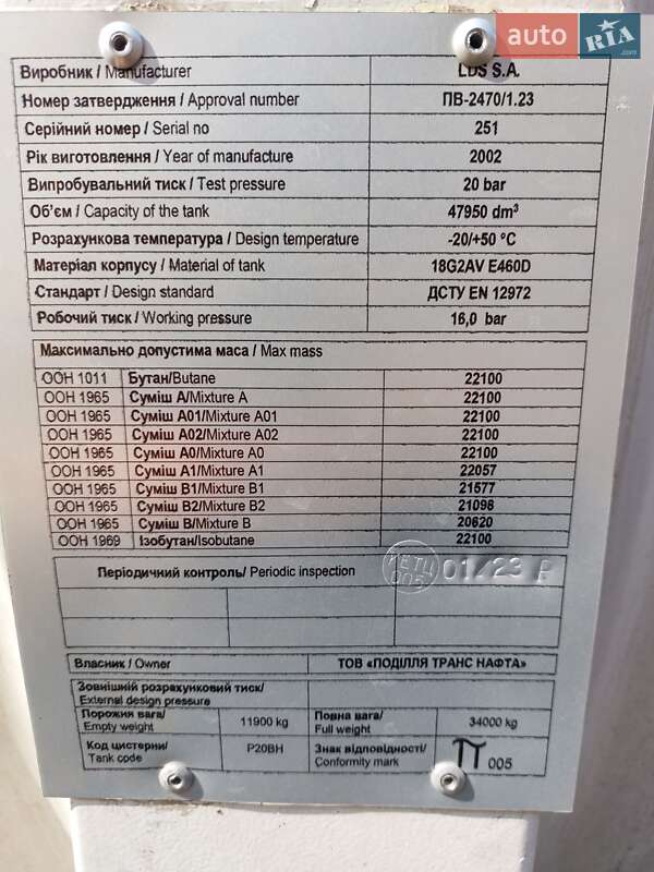 Газовоз LDS NG 2002 в Віньківцях