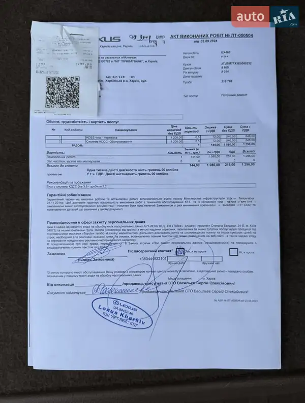 Внедорожник / Кроссовер Lexus GX 2014 в Харькове документ