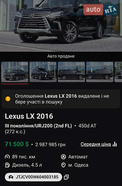 Позашляховик / Кросовер Lexus LX 2016 в  фото 151 Позашляховик / Кросовер Lexus LX 2016 в
