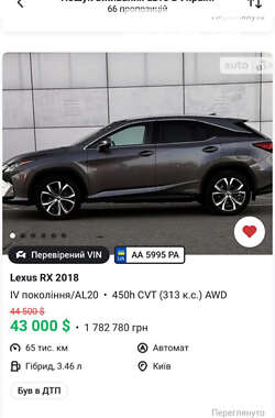 Позашляховик / Кросовер Lexus RX 2018 в Києві