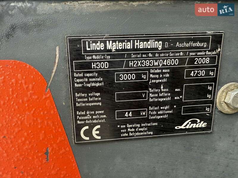 Вилочний навантажувач Linde H 30D 2008 в Луцьку фото 2 Вилочний навантажувач Linde H 30D 2008 в Луцьку