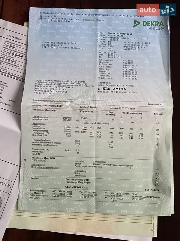 Тягач MAN 18.440 2012 в Виннице документ