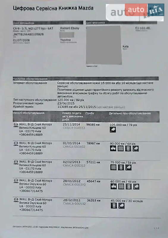 Позашляховик / Кросовер Mazda CX-9 2008 в Києві