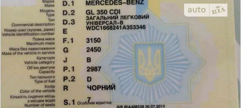Внедорожник / Кроссовер Mercedes-Benz GL-Class 2014 в Киеве документ 2 фото Внедорожник / Кроссовер Mercedes-Benz GL-Class 2014 в Киеве документ
