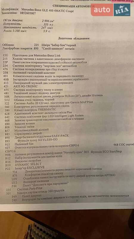 Внедорожник / Кроссовер Mercedes-Benz GLE-Class 2018 в Днепре