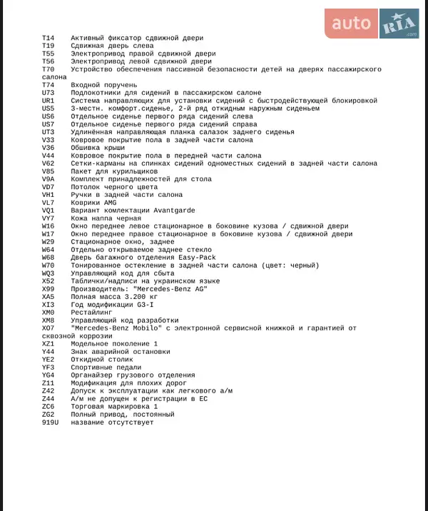 Минивэн Mercedes-Benz V-Class 2023 в Киеве документ