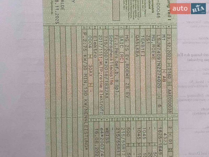 Позашляховик / Кросовер MG ZS EV 2022 в Бережанах