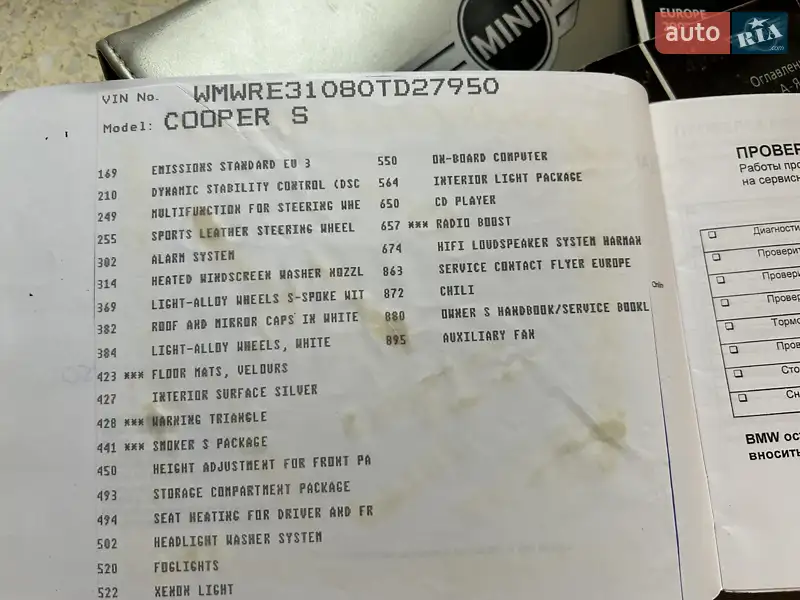 Хетчбек MINI Cooper 2004 в Одесі документ