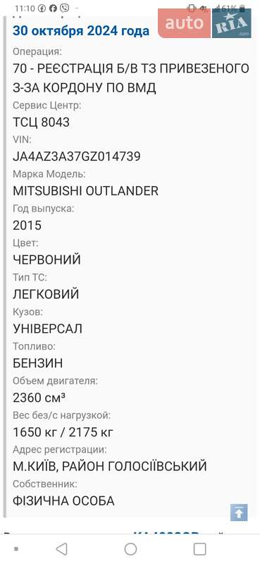 Позашляховик / Кросовер Mitsubishi Outlander 2015 в Києві