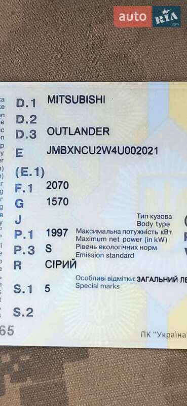 Внедорожник / Кроссовер Mitsubishi Outlander 2004 в Лугинах