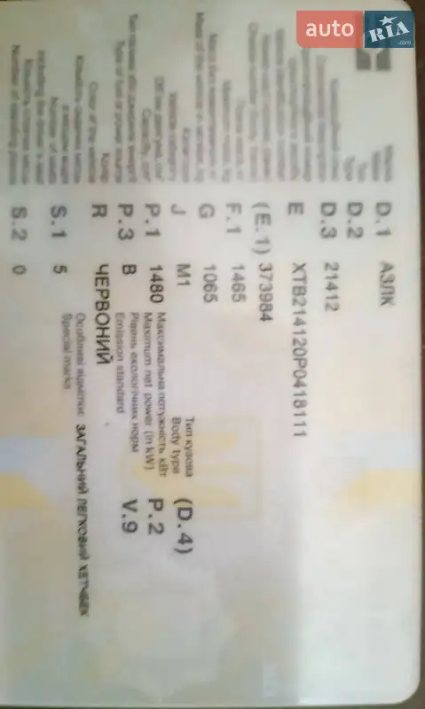 Хэтчбек Москвич/АЗЛК 2141 1993 в Запорожье документ