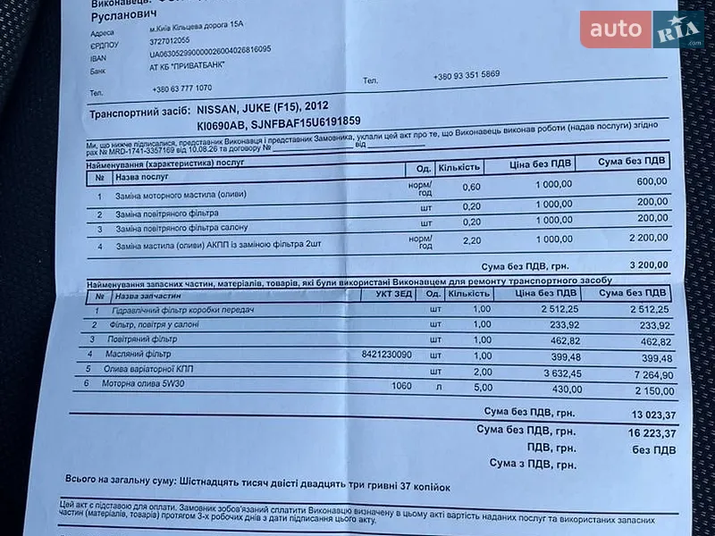 Внедорожник / Кроссовер Nissan Juke 2012 в Киеве документ