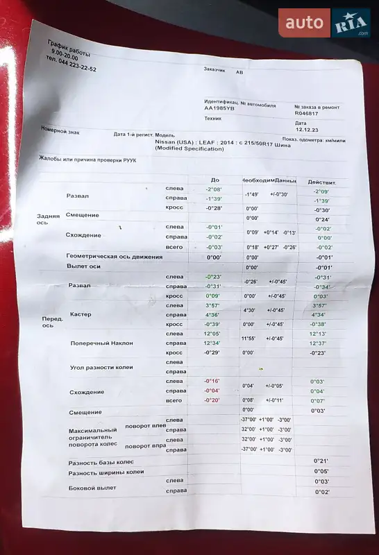Хэтчбек Nissan Leaf 2018 в Киеве документ