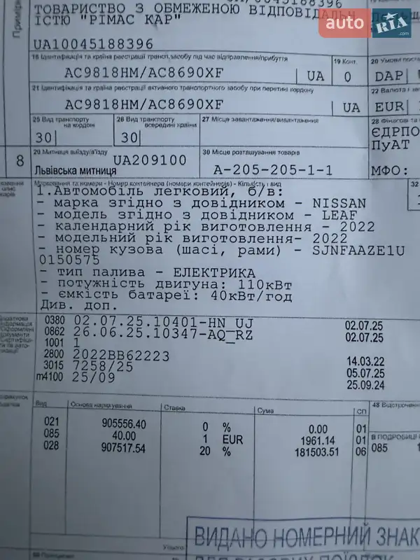 Хэтчбек Nissan Leaf 2022 в Харькове документ 4 фото Хэтчбек Nissan Leaf 2022 в Харькове документ
