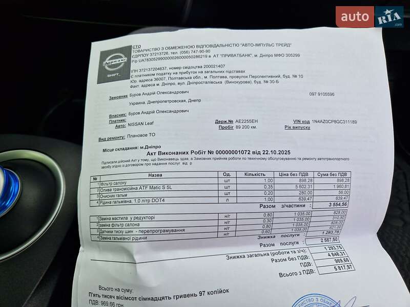 Хэтчбек Nissan Leaf 2016 в Днепре