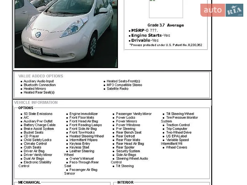 Хетчбек Nissan Leaf 2013 в Тернополі документ