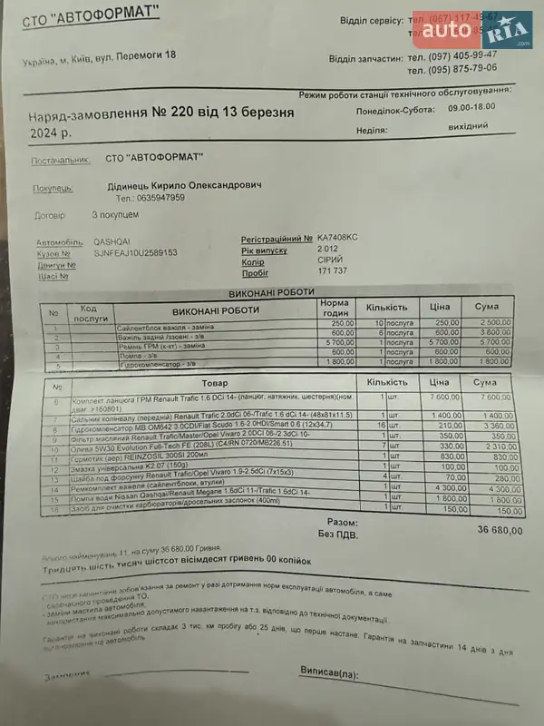 Внедорожник / Кроссовер Nissan Qashqai 2012 в Киеве документ