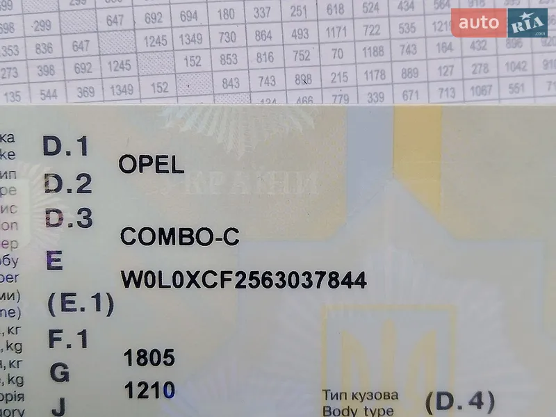 Мінівен Opel Combo 2006 в Миколаєві документ