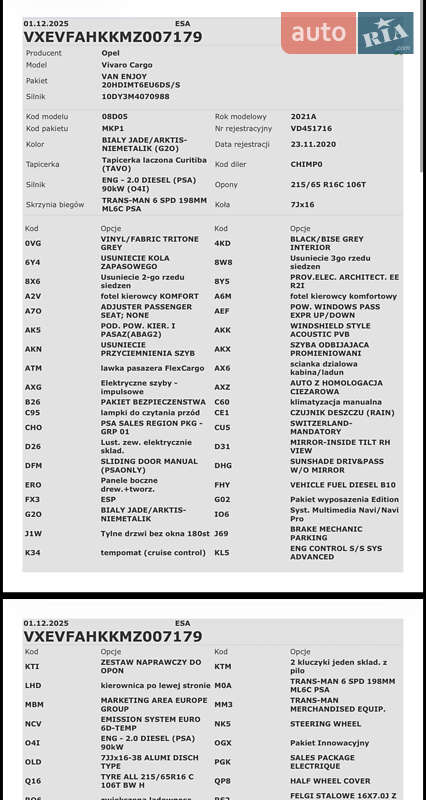 Вантажний фургон Opel Vivaro 2020 в Радивиліві