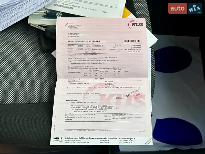 Минивэн Opel Zafira 2010 в Владимирце документ