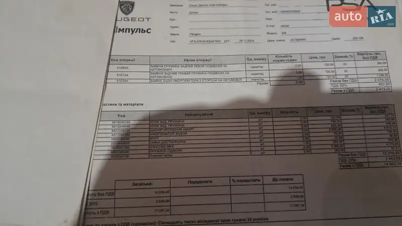 Универсал Peugeot 308 2014 в Днепре документ
