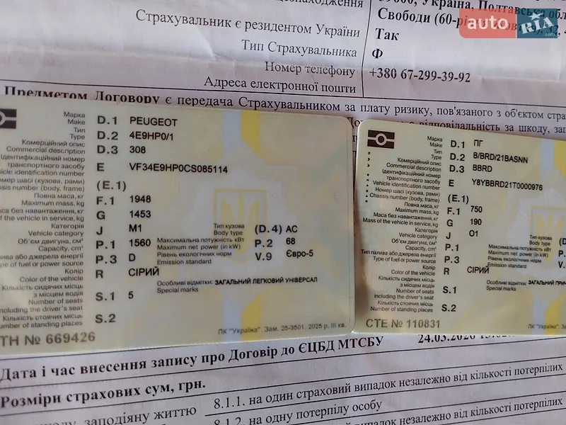 Универсал Peugeot 308 2012 в Кременчуге документ