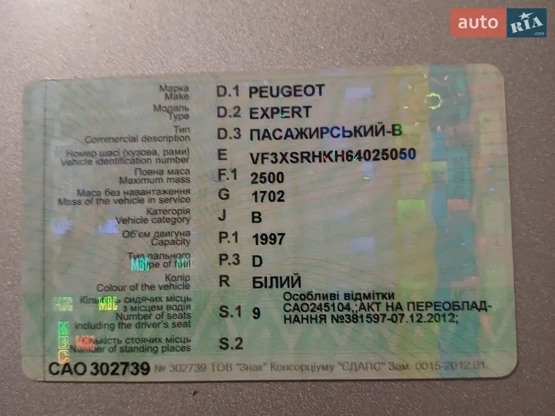 Минивэн Peugeot Expert 2007 в Благовещенском документ