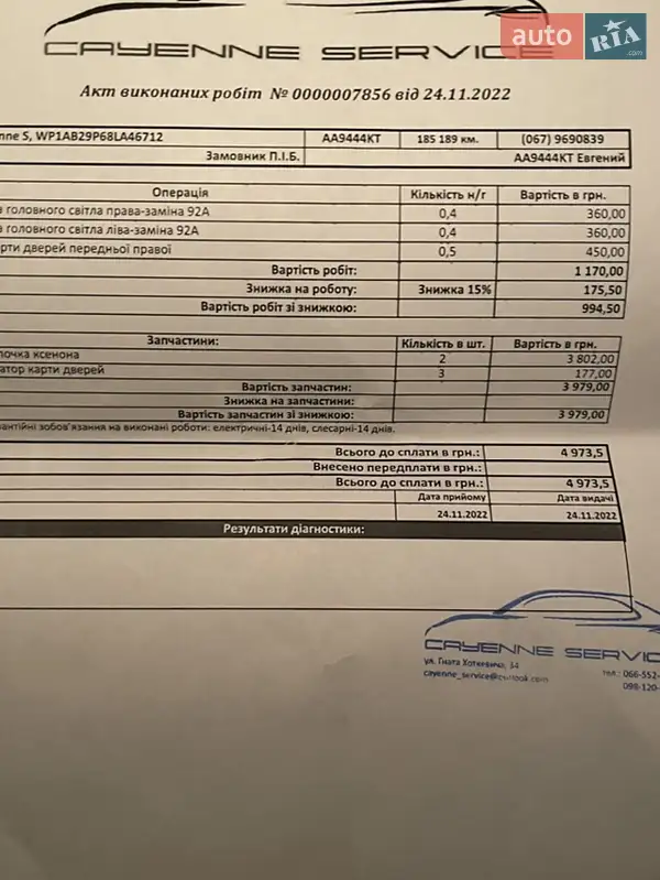 Внедорожник / Кроссовер Porsche Cayenne 2008 в Киеве документ