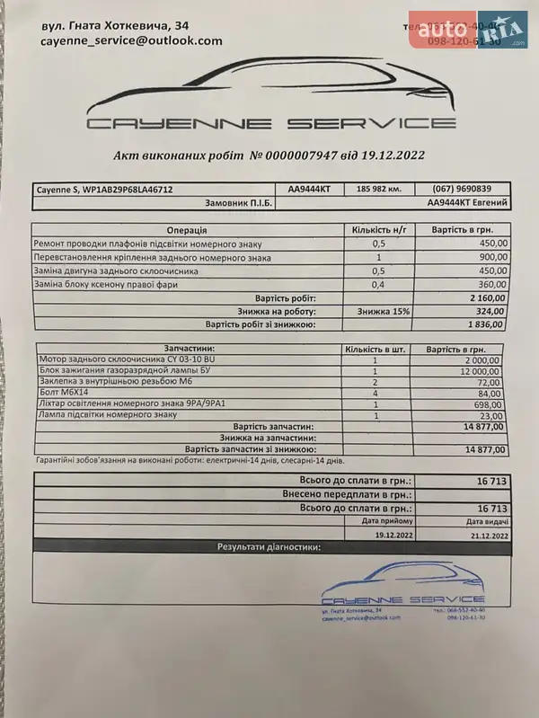 Внедорожник / Кроссовер Porsche Cayenne 2008 в Киеве документ