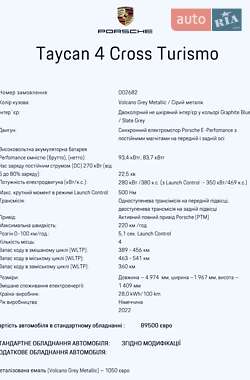 Універсал Porsche Taycan Cross Turismo 2022 в Одесі