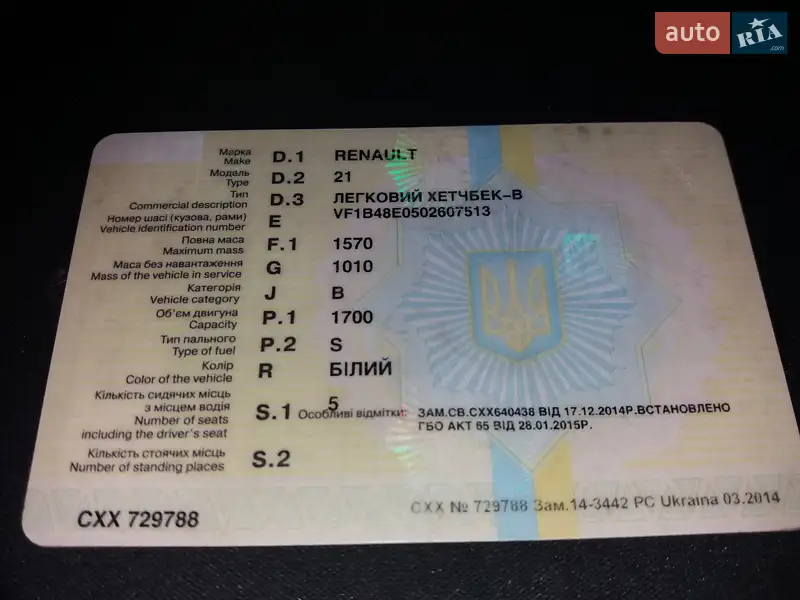 Хэтчбек Renault 21 1989 в Калуше документ