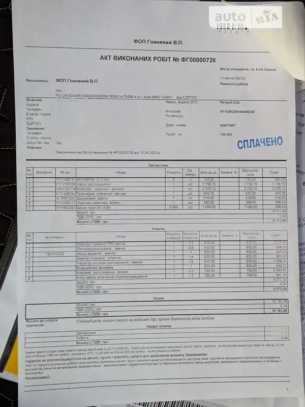 Хэтчбек Renault Clio 2010 в Белой Церкви документ