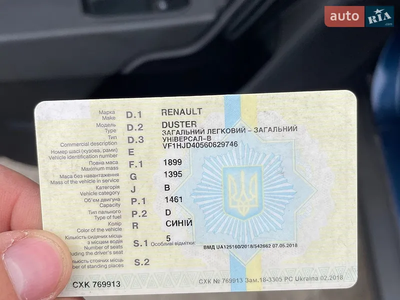 Внедорожник / Кроссовер Renault Duster 2018 в Шполе документ