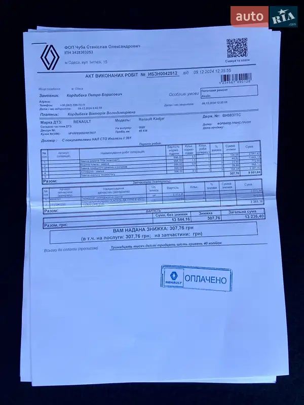 Внедорожник / Кроссовер Renault Kadjar 2020 в Умани документ