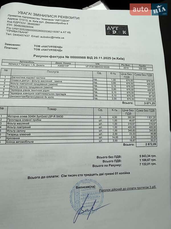 Грузовой фургон Renault Kangoo 2015 в Киеве